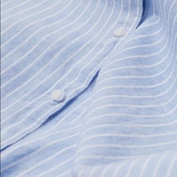 H&M Linen Blend Striped Shirt Dress New - Picture 3 of 6